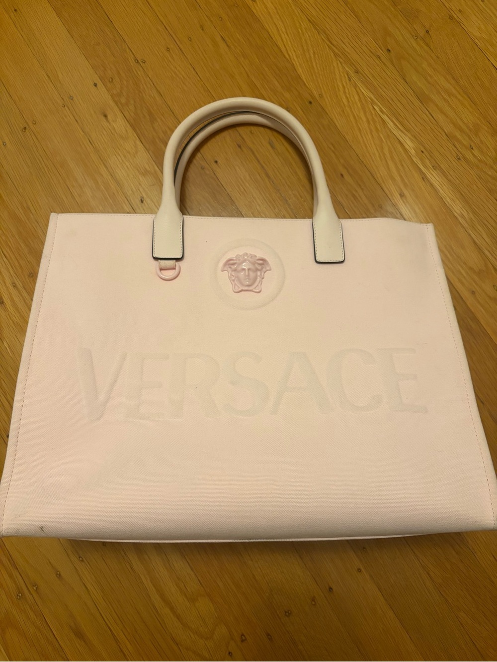 Versace Pale Pink Tote with Embossed Medusa and Logo